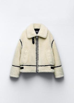 Байкерська куртка zw collection зі штучною овчиною