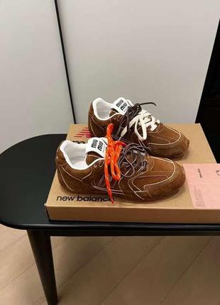 Кеды кроссовки miu miu & nb натуральная кожа