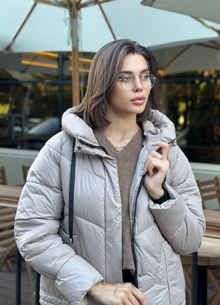 Куртка пуховик женская зимняя бежевая п938
