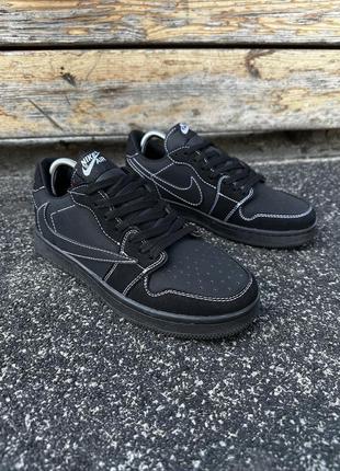 Мужские кроссовки nike air jordan travis scott (all black)