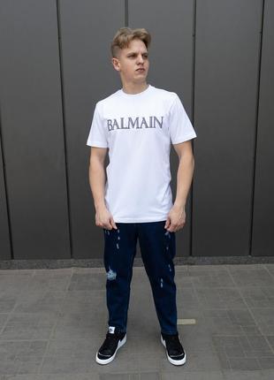Футболка біла balmain для чоловік з надписом преміум-якості, чоловічий одяг літній світлий балмеін2 фото
