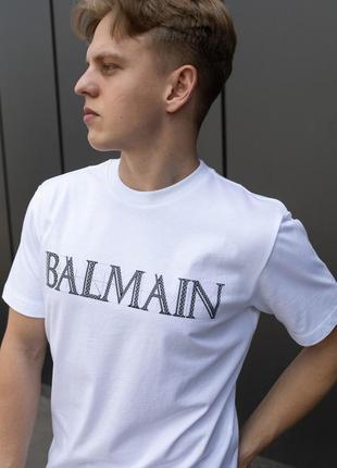 Футболка біла balmain для чоловік з надписом преміум-якості, чоловічий одяг літній світлий балмеін1 фото