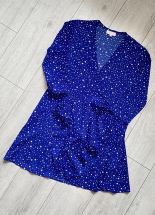 Жіноча сукня плаття на запах xs/s синього кольору
