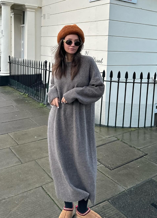 Коричневое платье zara оверсайз
