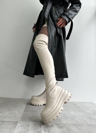 Жіночі шкіряні чоботи ботфорти демі