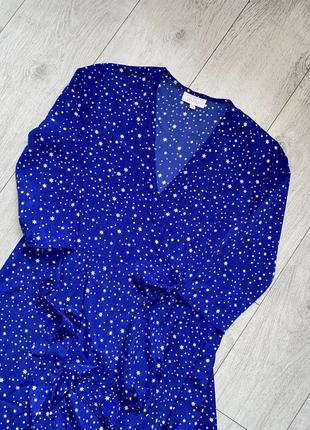 Жіноча сукня плаття на запах xs/s синього кольору4 фото