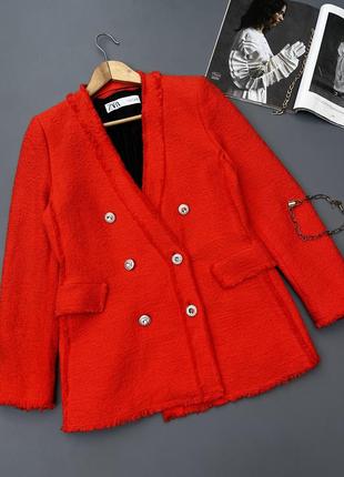 Твідовий піджак zara. блейзер з дуже красивими ґудзиками 💎