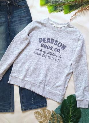Хлопковый свитшот толстовка h&m под горло, реглан с принтом надписи, хлопок базовая спортивная худи