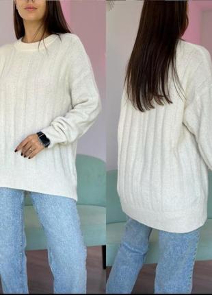 Светр в'язаний молочний 15 альпака