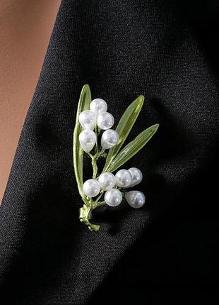 Матова брошка квіткові мотиви намистини4 фото