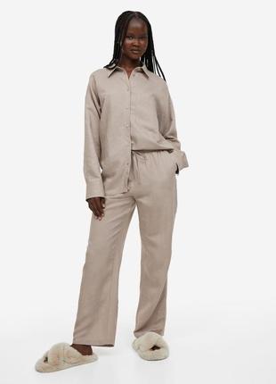 Нм льняные штаны бежевые широкие