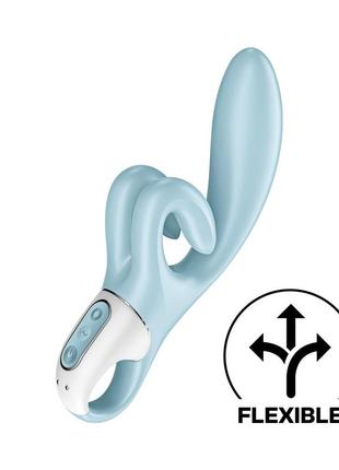 Вібратор-кролик satisfyer touch me blue, подвійний відросток, 3 потужні мотори