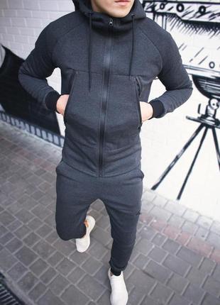 Спортивный, флисовый костюм, зима флис графит . чоловічий костюм фліс графіт