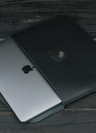 Кожаный чехол для macbook дизайн №35, натуральная кожа grand, цвет черный