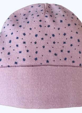 Демісезонна шапка для дівчинки 48-52 см рожева
