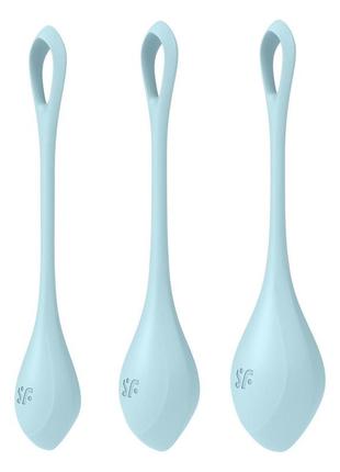 Набір йоні намистин satisfyer yoni power 2 light blue, диаметр 2-2,5-3см, вес 22-44-73гр