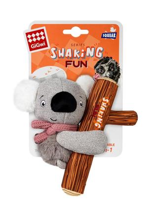 Игрушка для собак коала с большой пищалкой gigwi shaking fun, текстиль, плюш, 22 см2 фото