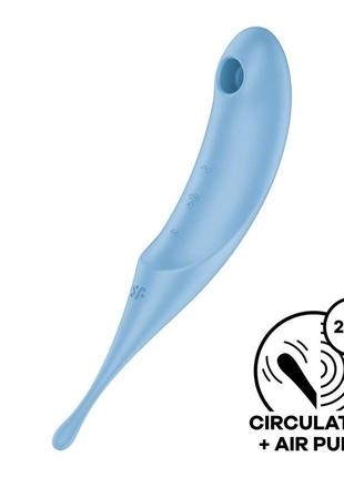 Вібратор для клітора з вакуумною стимуляцією satisfyer twirling pro blue