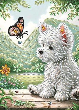 Картина по номерах 30×30 " песик та метелик"
