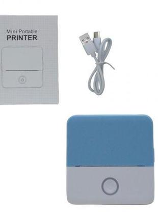 Портативний термопринтер "portable mini printer" (блакитний)1 фото