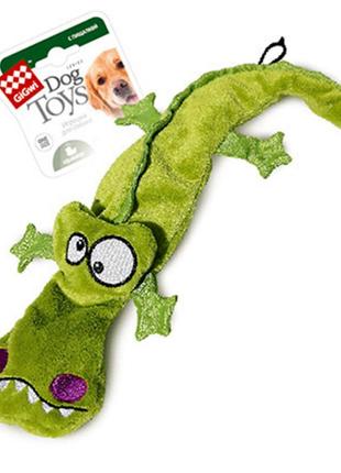 Іграшка для собак крокодил з 4-ма пищалками gigwi plush, плюш, 38 см1 фото