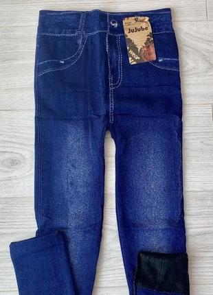 Джинсові лосини на хутрі3 фото