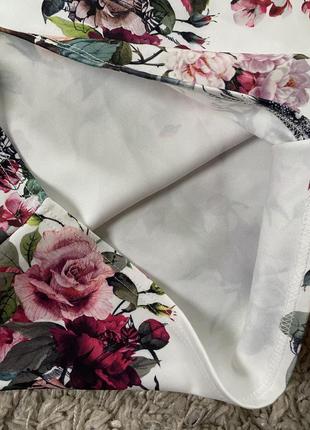 Актуальная белая юбка  карандаш  миди в цветочный принт,select,p14-168 фото