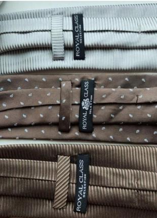 Галстук бежевый шелк серый