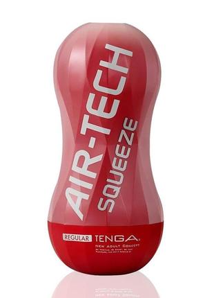Мастурбатор tenga air-tech squeeze regular: багаторазовий, з унікальним air-flow рельєфом, м'яким стисливим корпусом і щільним
