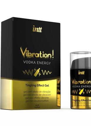 Жидкий вибратор intt vibration vodka (15 мл), густой гель, очень вкусный, действует до 30 минут