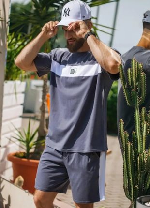 Костюм 2-ка чоловічий (шорти + футболка) кулір s-m,2xl-3xl razg802-ата41757iве