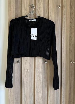 Кардиган черный укороченный короткий с zara