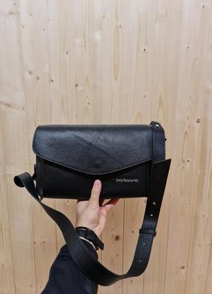 Сумочка кросс-боди фирма di gregorio италия кожа черная