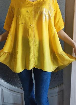 Італія шовкова блуза шовк шелковая шелк жёлтая блуза блузка топ сорочка4 фото