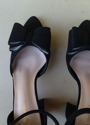 Туфли женские черные замшевые с бантиком на каблуке4 фото