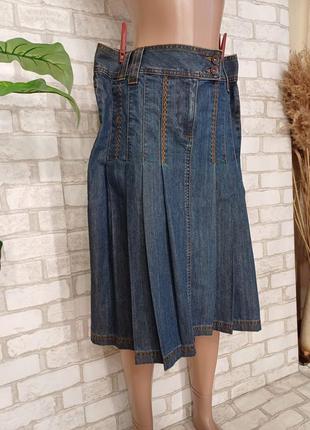 Фирменная yessica джинсовая юбка миди плиссе в темно синем цвете, размер л-хл3 фото