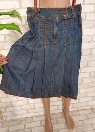 Фирменная yessica джинсовая юбка миди плиссе в темно синем цвете, размер л-хл5 фото