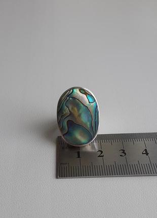 Шикарное серебряное кольцо с перламутром гелиотис6 фото