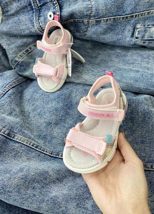 Босоніжки для дівчинки, сандалі дитячі рожеві3 фото