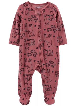Теплий флісовий чоловічок сліп піжама комбінезон carter’s картерс для дівчинки