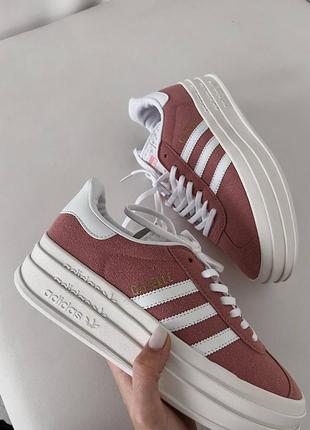 Кросівки adidas gazelle bold pink/white1 фото