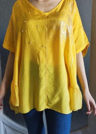 Італія шовкова блуза шовк шелковая шелк жёлтая блуза блузка топ сорочка