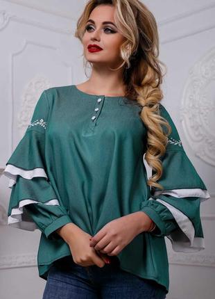 Зелена блузка з вишивкою 4