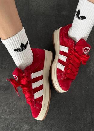 Adidas campus  red / white premium6 фото