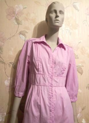 Плаття рубашка котон розова2 фото