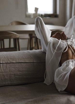 Костюм женский топ на завязках шорты муслин3 фото