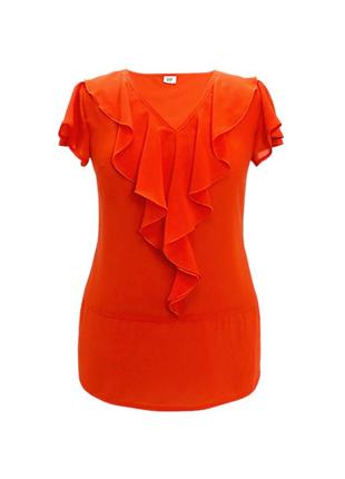 Оранжево – красная блуза из хлопкового шифона