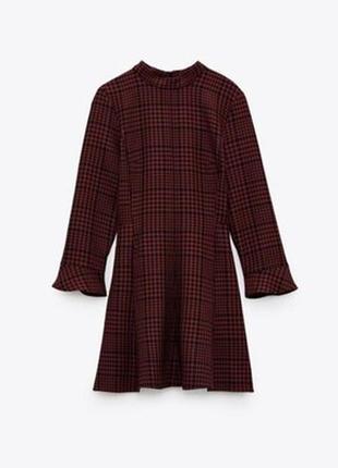 Zara тредова картата сукня, марсала6 фото