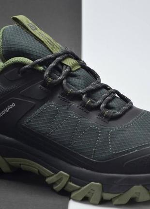 Чоловічі зимові утеплені термо кросівки сірі із зеленим baas 30322