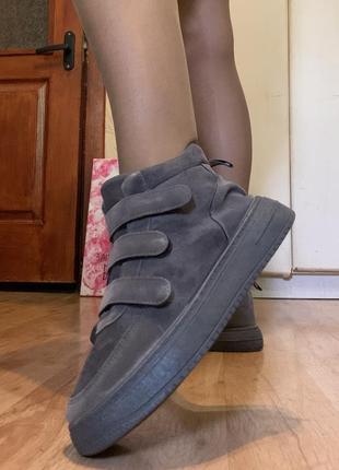 Утепленные кроссовки - ботинки замшевые | на липучках4 фото